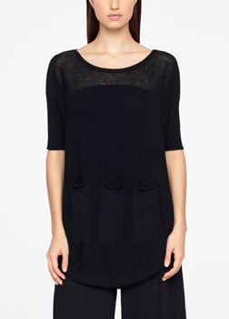Sarah Pacini PULL EN LIN - POCHES PLAQUÉES De face