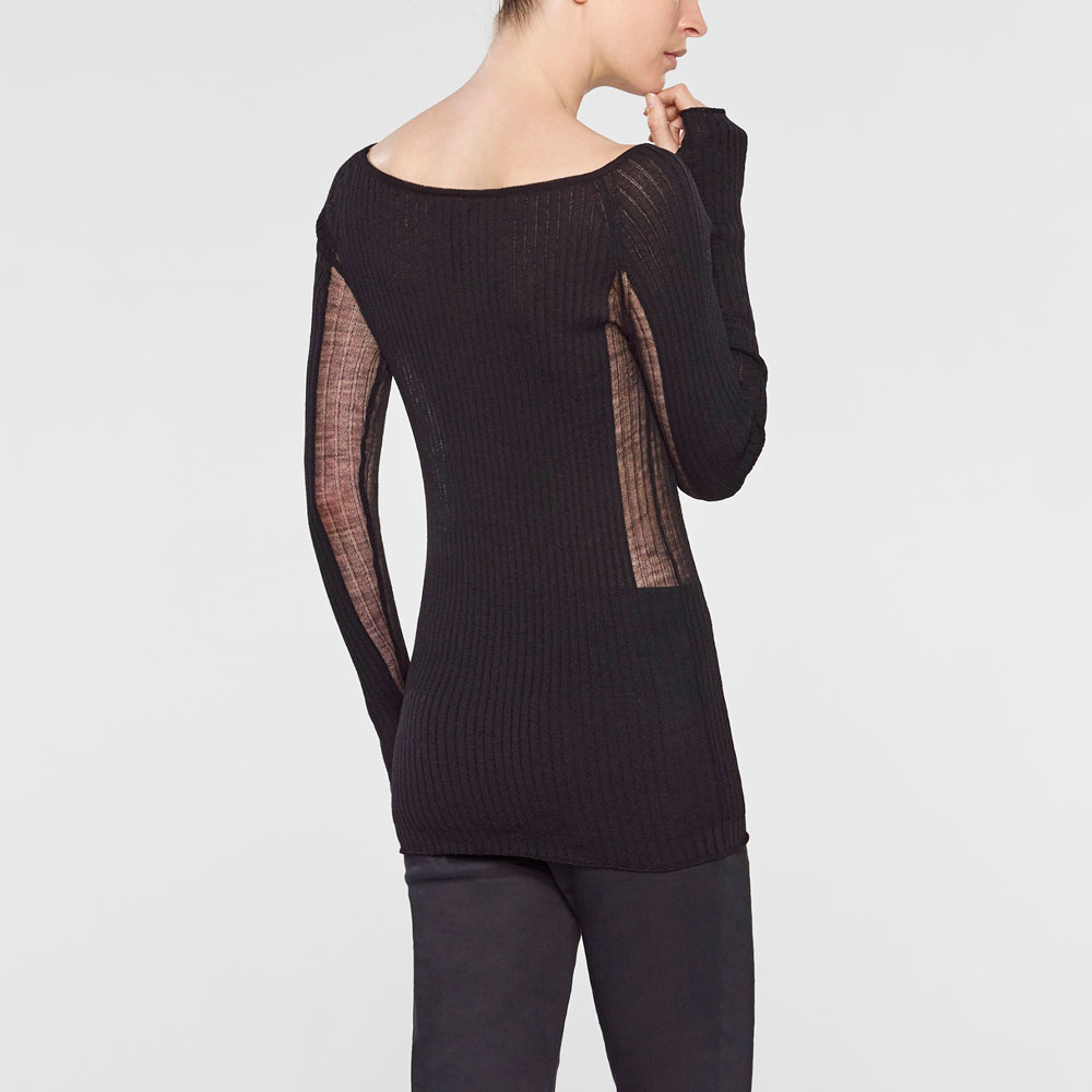 black fitted sweater