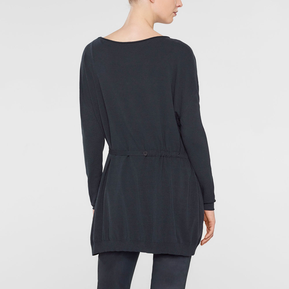 Sarah Pacini Pull long à col en v, ceinture souple Derrière