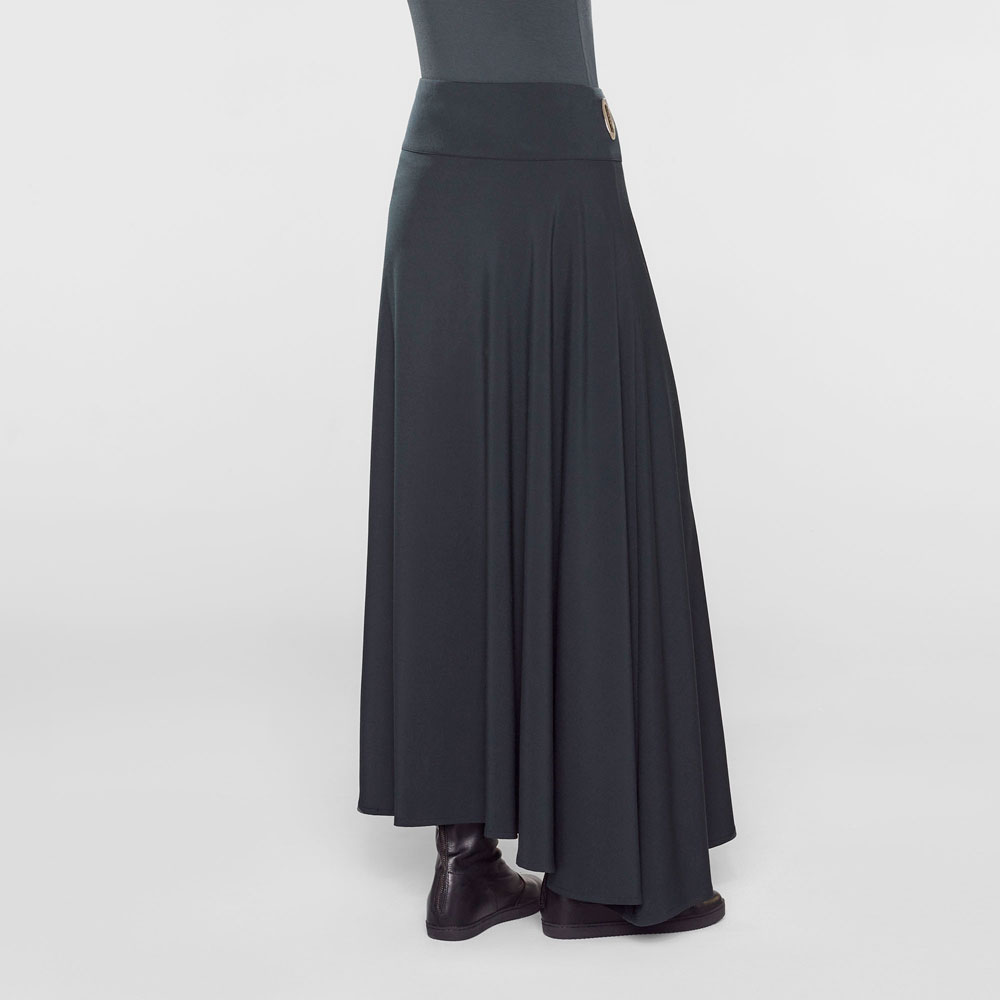 Dark wool long asymmetrical skirt by Sarah Pacini