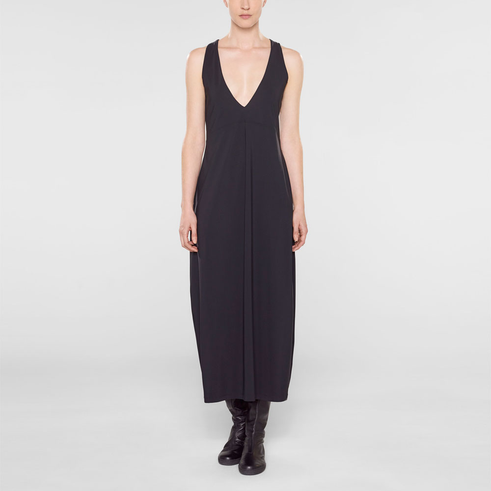 Black sleeveless dress, vneck by Sarah Pacini