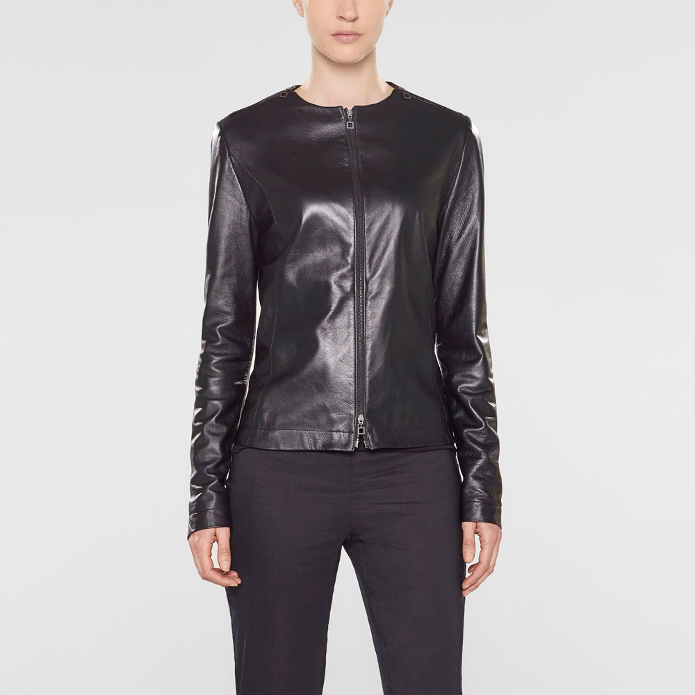 Sarah Pacini Veste en cuir ajustée De face