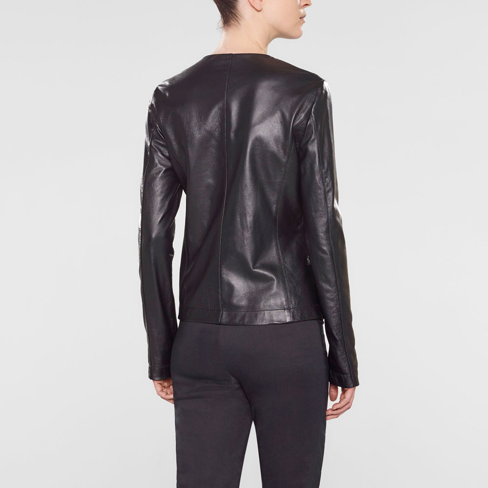 Sarah Pacini Veste en cuir ajustée Derrière