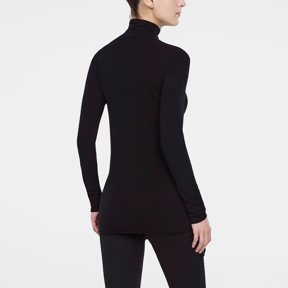 Black viscose 2-layer long sweater by Sarah Pacini