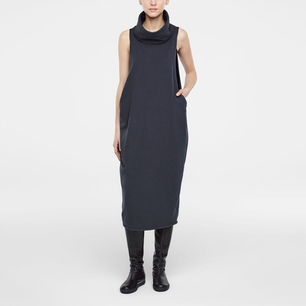 Grey sleveless dress with side slits by Sarah Pacini