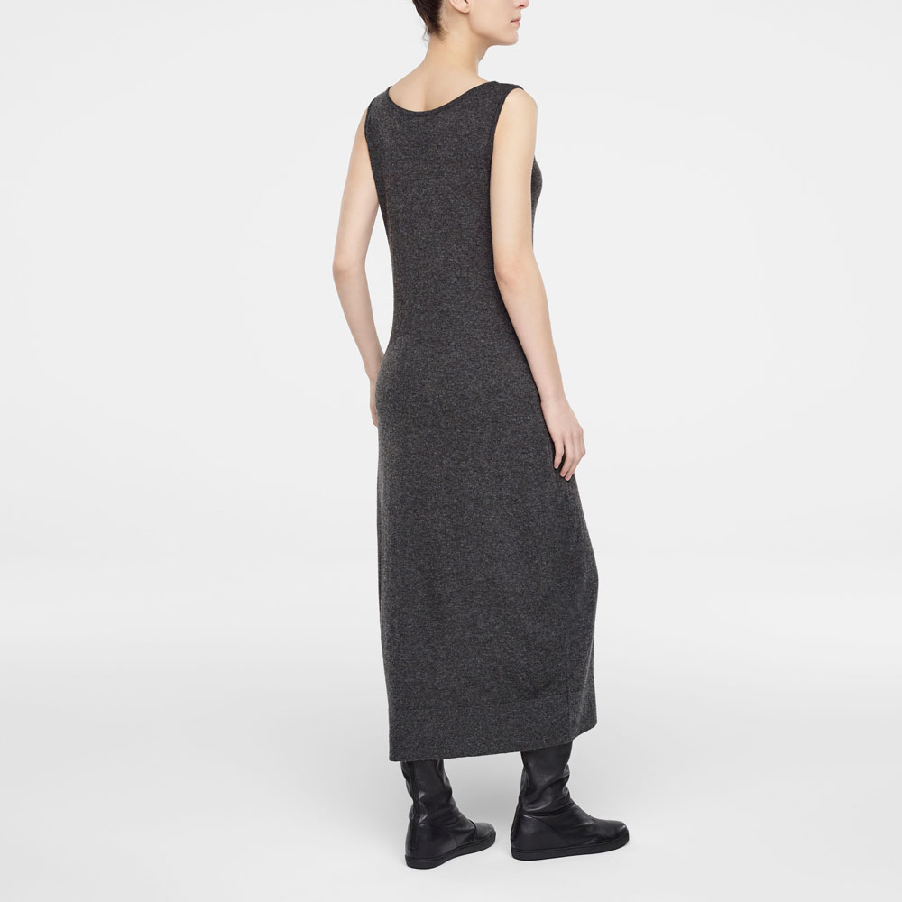 Grey nylon sleeveless flare dress by Sarah Pacini