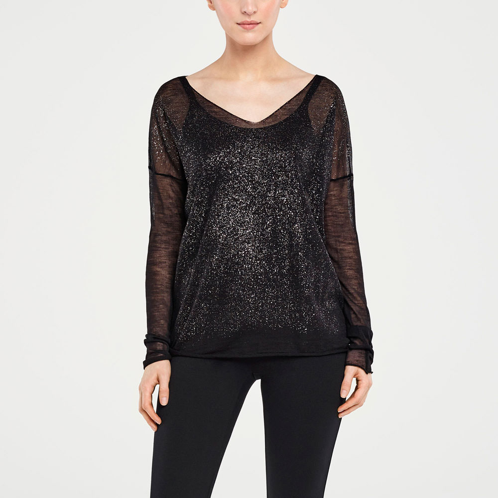 Sarah Pacini TRANSPARENTER SWEATER – SILBER DETAILS Vorne