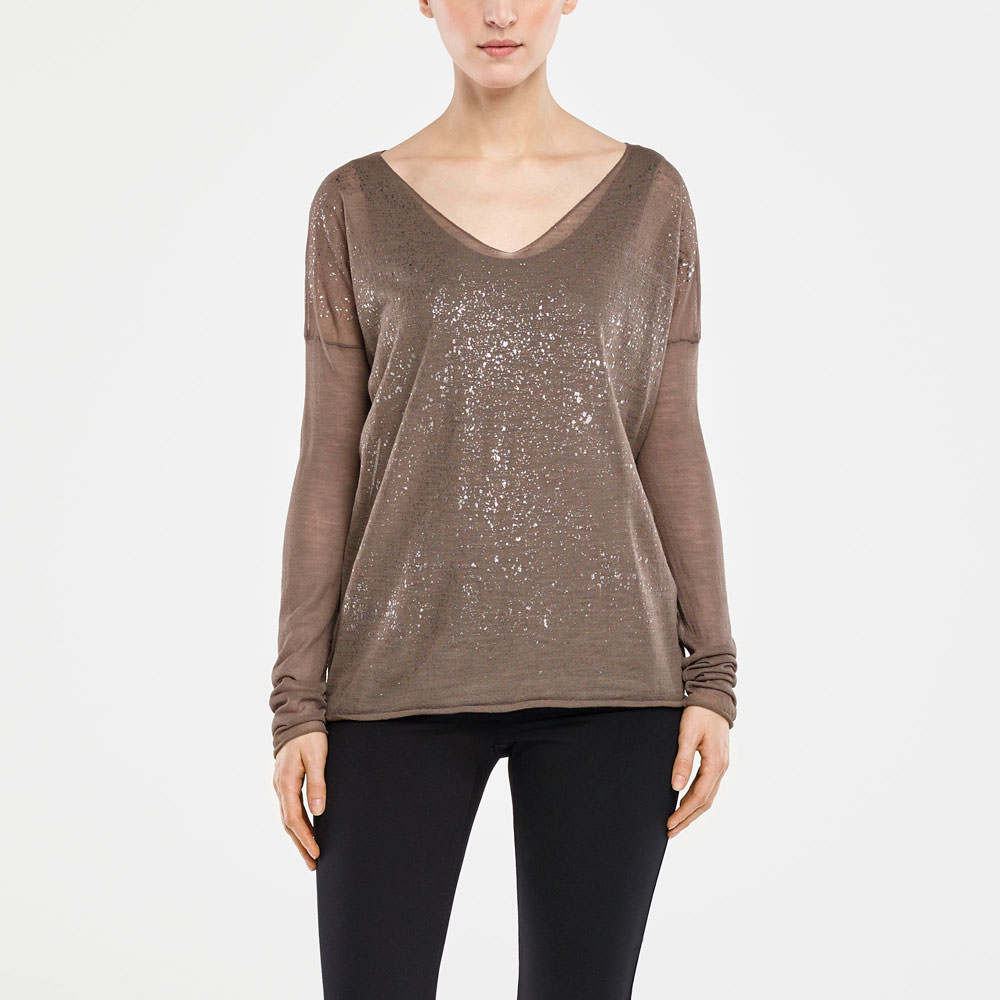 Sarah Pacini TRANSPARENTER SWEATER – SILBER DETAILS Vorne
