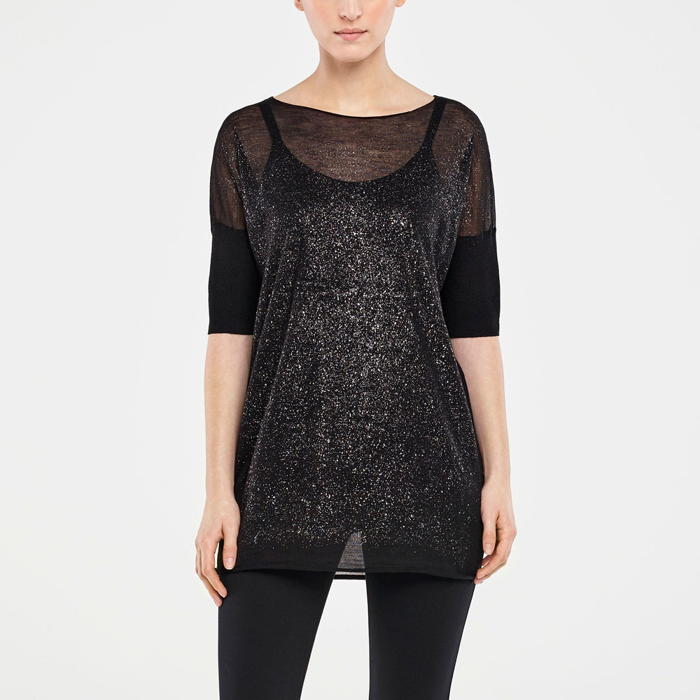 Sarah Pacini TRANSPARENTER SWEATER – SILBER DETAILS Vorne