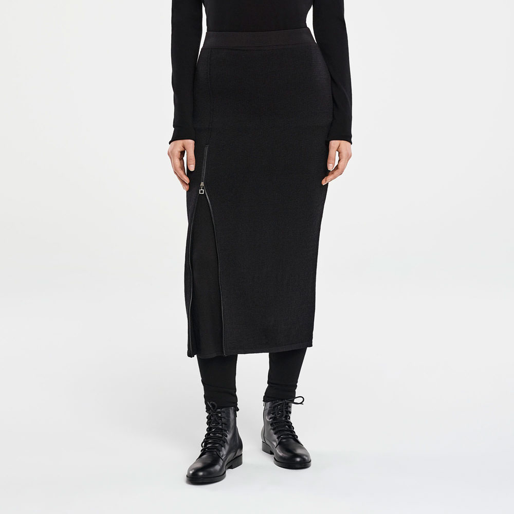 Sarah Pacini JUPE MAXI - PANNEAU TRANSLUCIDE De face