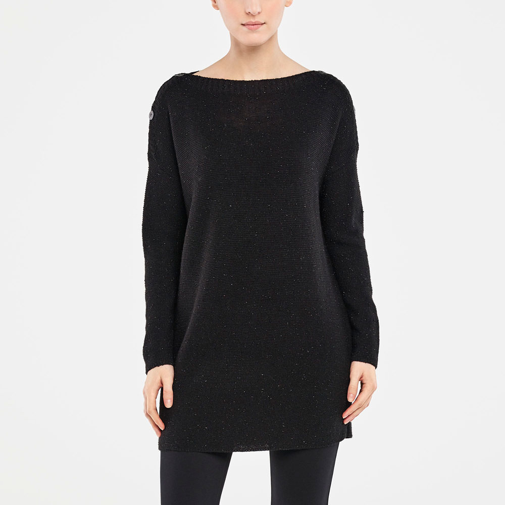 Sarah Pacini LANGER SWEATER – SCHIMMERNDER STRICK Vorne