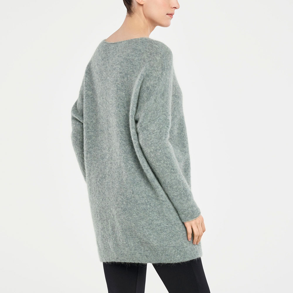 Sarah Pacini PULL LONG EN MOHAIR– COL EN V Derrière