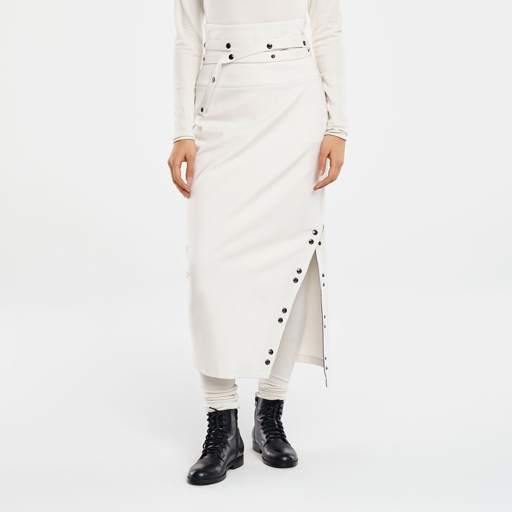 Sarah Pacini JUPE MAXI – FENTE À BOUTONS De face