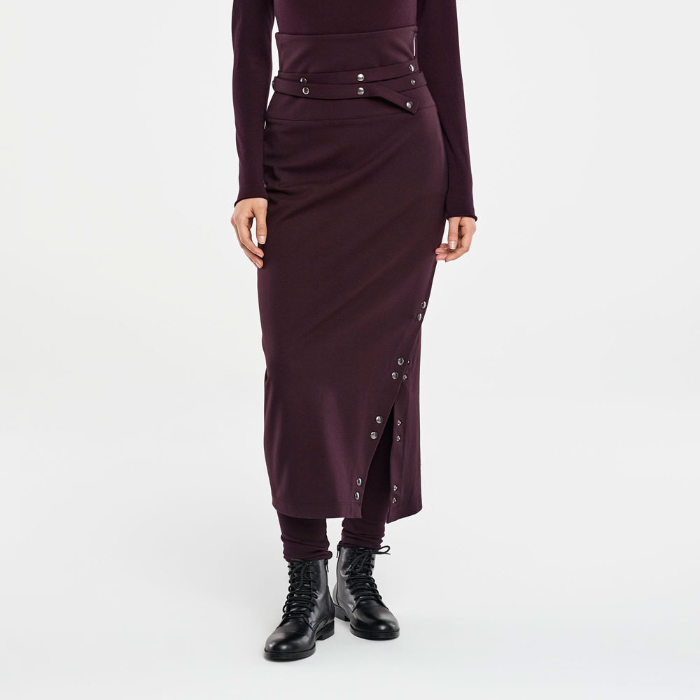 Sarah Pacini JUPE MAXI – FENTE À BOUTONS De face