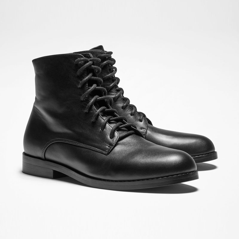 black leather low boots