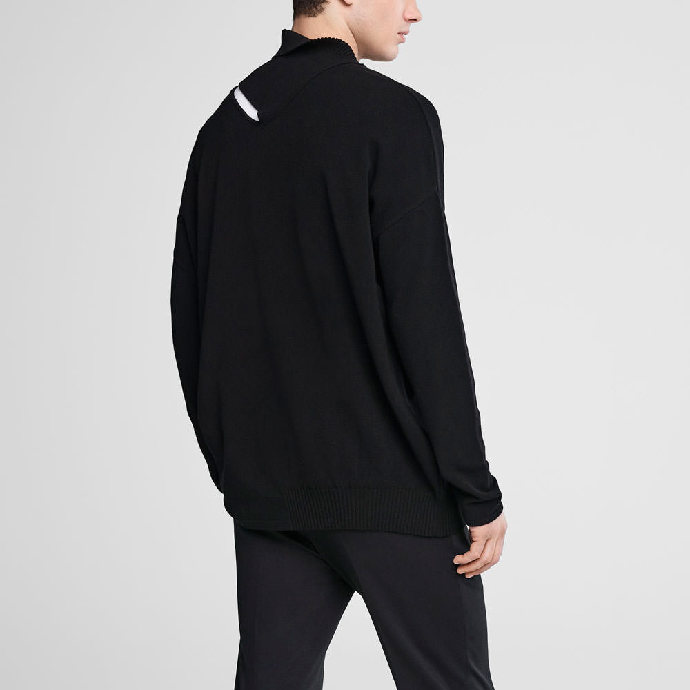 Sarah Pacini Asymmetrischer Pullover – vielseitiger Kragen Rück