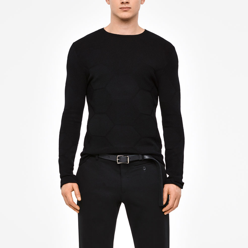 Sarah Pacini CREWNECK SWEATER - HONEYCOMB DESIGN Front