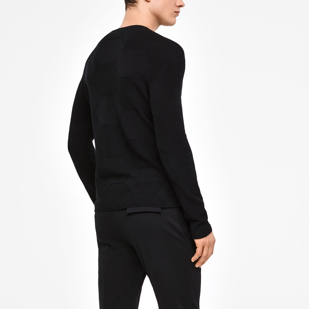 Sarah Pacini CREWNECK SWEATER - HONEYCOMB DESIGN Back view