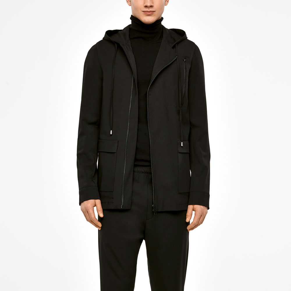 Sarah Pacini VESTE EN GABARDINE - CAPUCHE De face