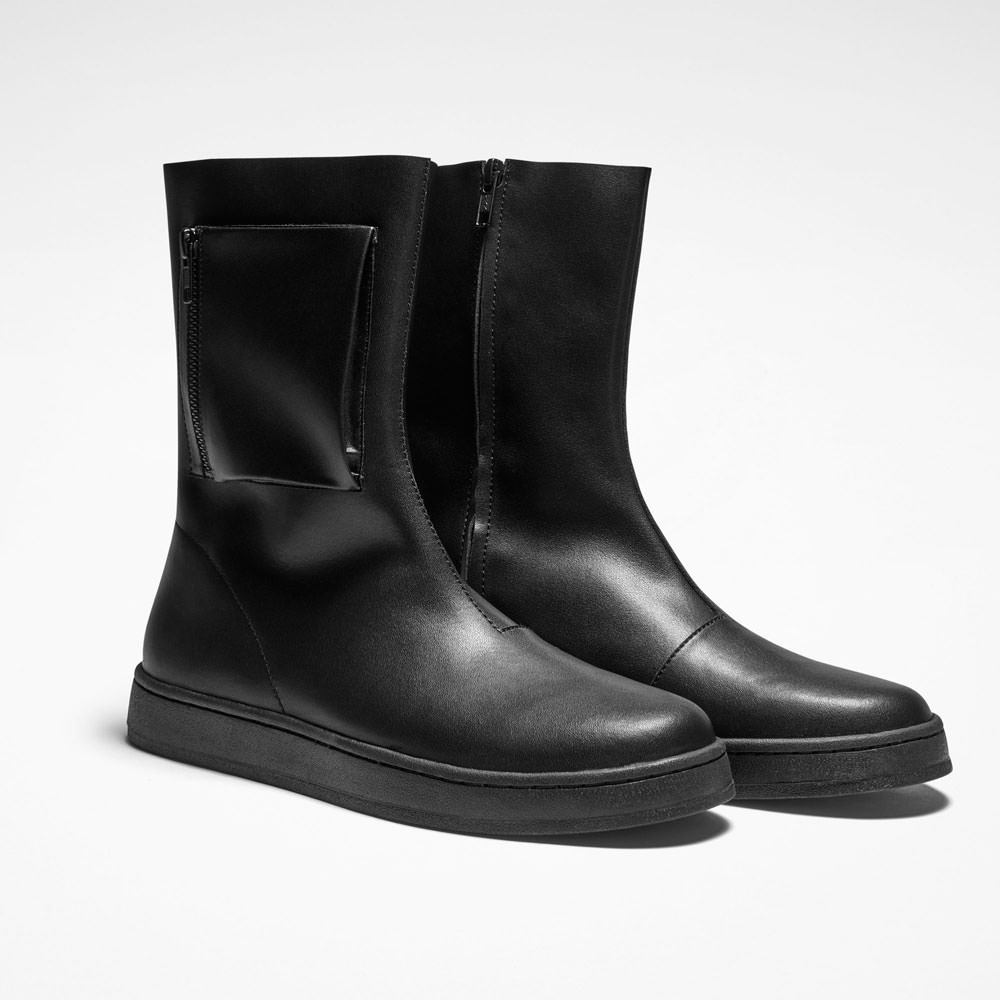 gray half boots