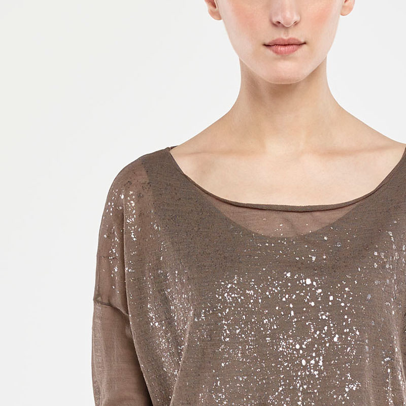 Sarah Pacini TRANSPARENTER SWEATER – SILBER DETAILS Vorne