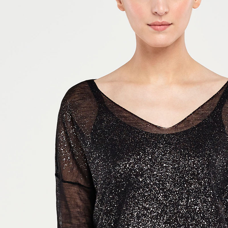 Sarah Pacini TRANSPARENTER SWEATER – SILBER DETAILS Vorne