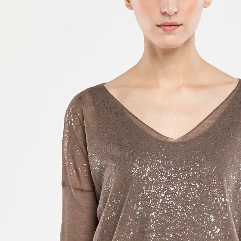 Sarah Pacini TRANSPARENTER SWEATER – SILBER DETAILS Vorne