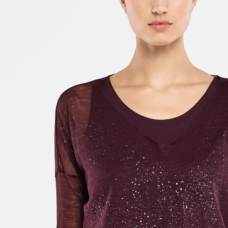 Sarah Pacini TRANSPARENTER SWEATER – SILBER DETAILS Vorne
