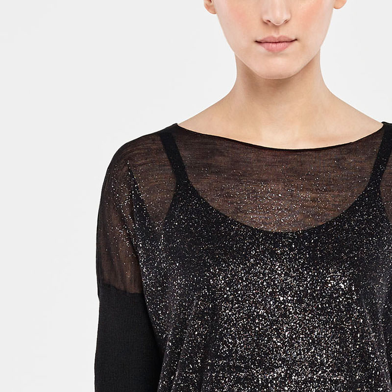 Sarah Pacini TRANSPARENTER SWEATER – SILBER DETAILS Vorne