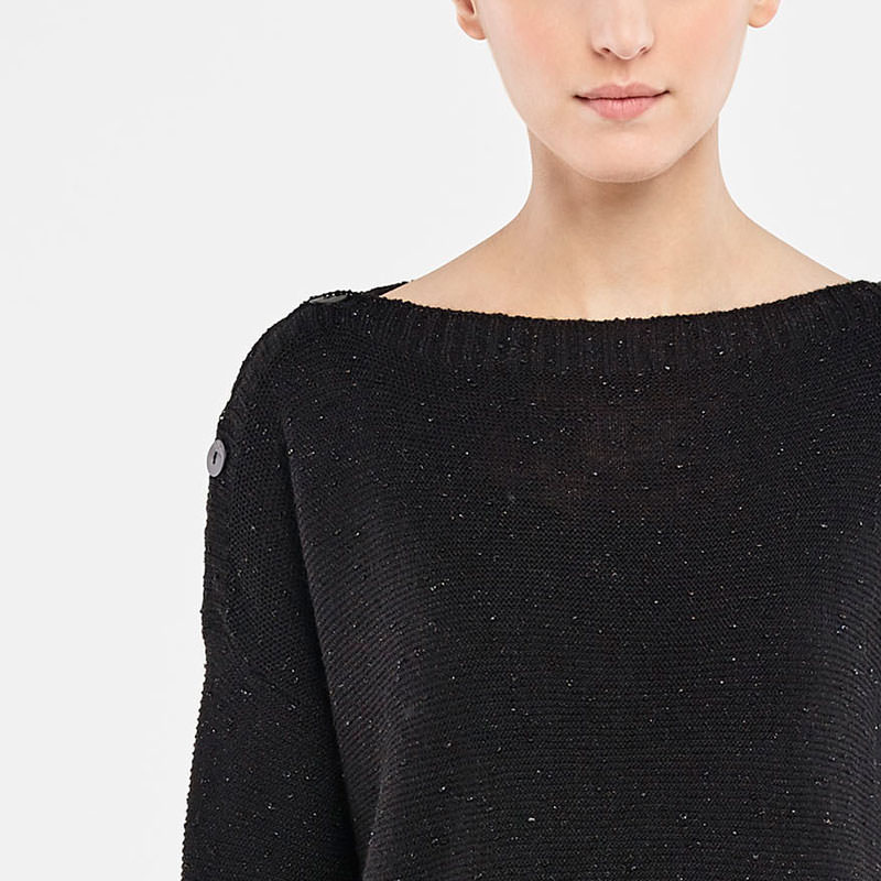 Sarah Pacini LANGER SWEATER – SCHIMMERNDER STRICK Vorne