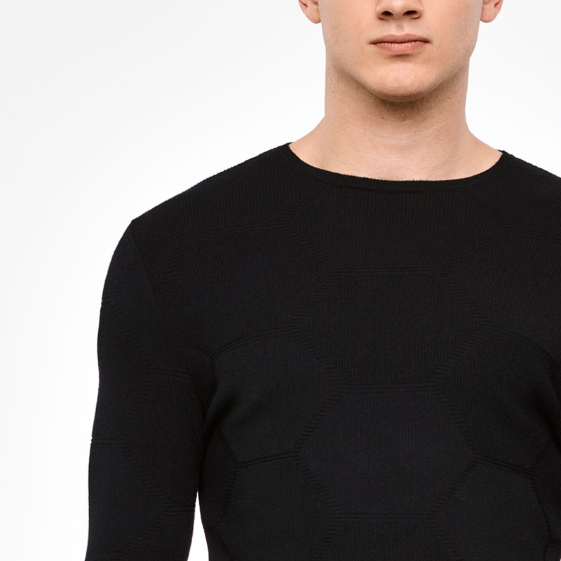 Sarah Pacini CREWNECK SWEATER - HONEYCOMB DESIGN Front