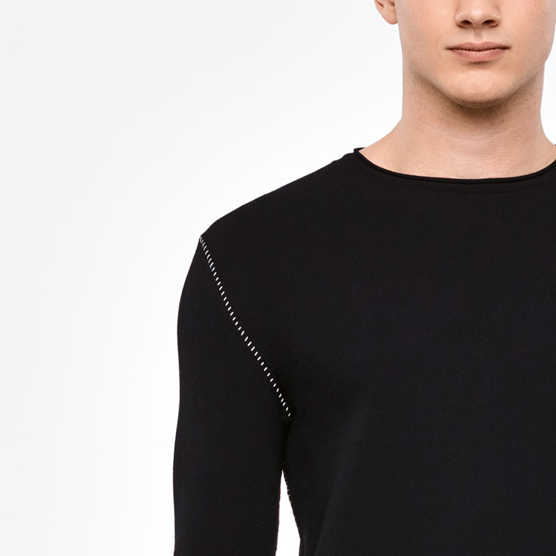 Sarah Pacini FULL SLEEVE SWEATER - OVERSTITCHED DETAILS Front