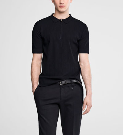 Sarah Pacini Polo-pullover mit reißverschluss - kurze ärmel - front