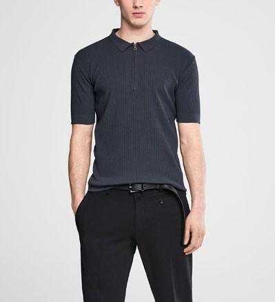 Sarah Pacini Polo-pullover mit reißverschluss - kurze ärmel - front