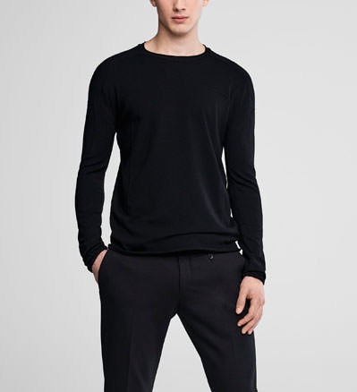 Sarah Pacini Rundhalspullover mit kontrastkante - front