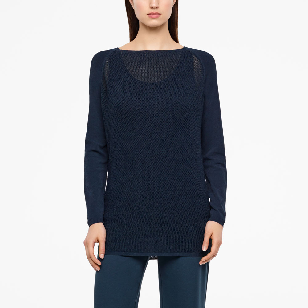 Sarah Pacini LONG MESH SWEATER - RAGLAN SLEEVES Front