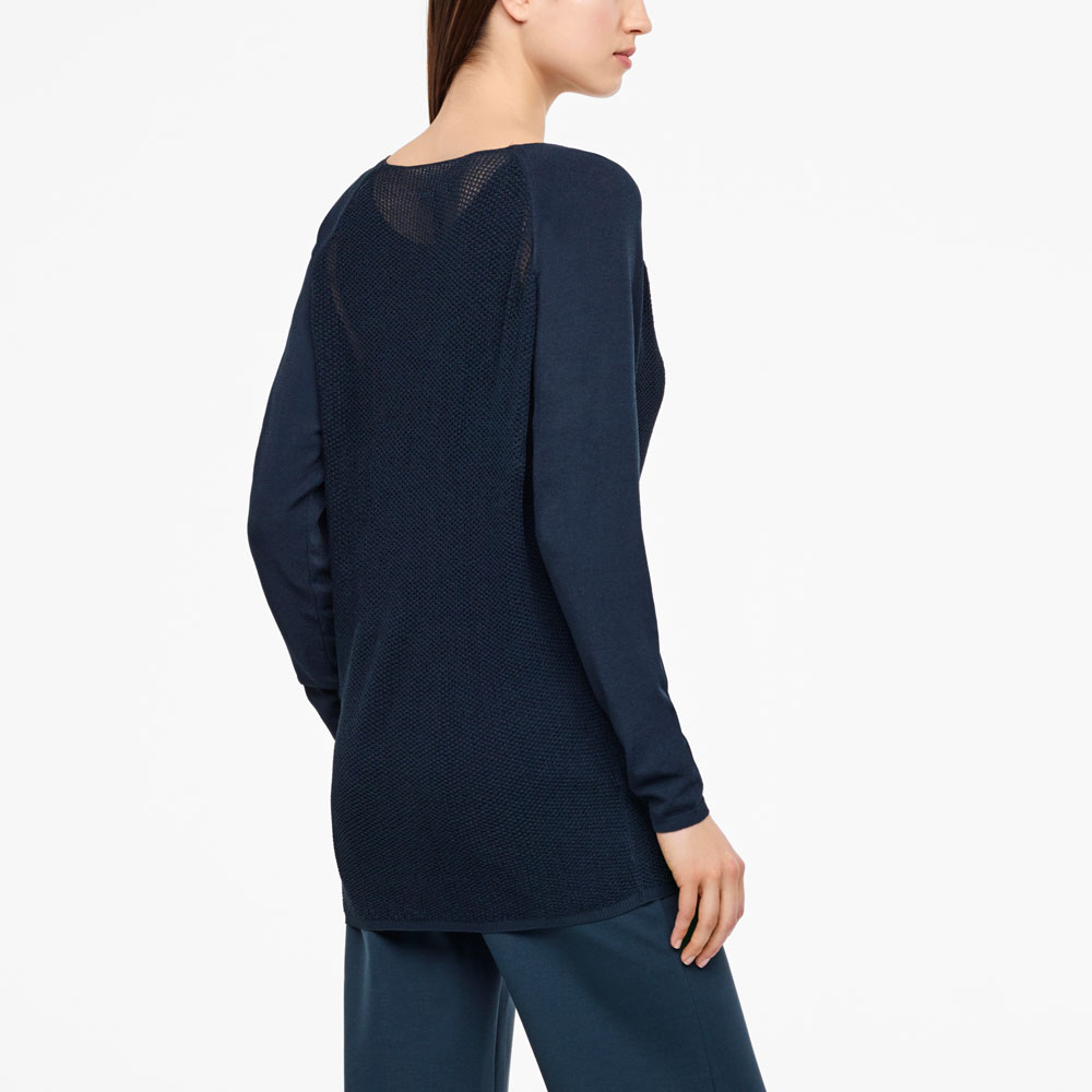 Sarah Pacini LONG MESH SWEATER - RAGLAN SLEEVES Back view