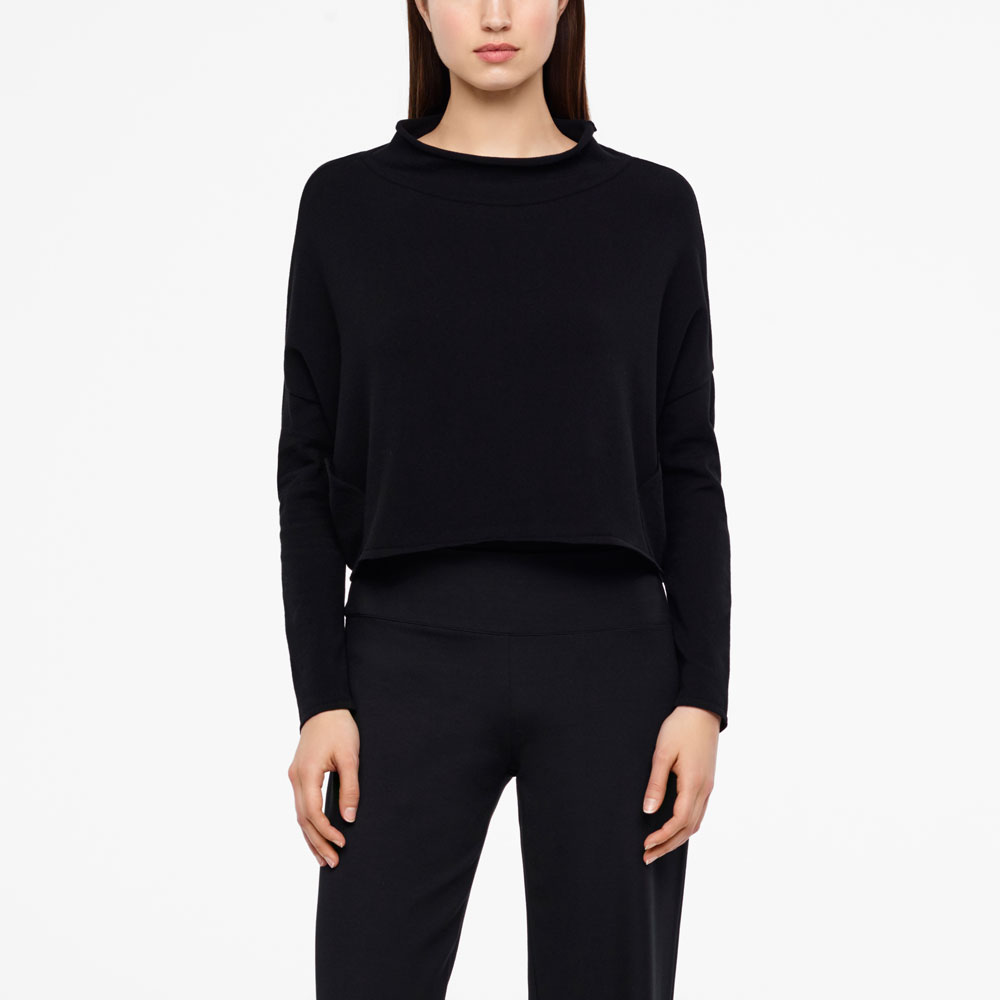 Sarah Pacini CROPPED SWEATER - FUNNEL NECK Front
