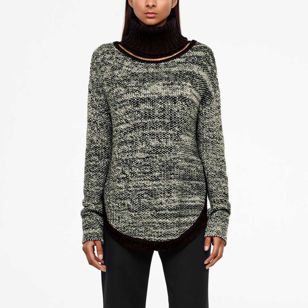 Sarah Pacini MERINO-ALPACA SWEATER - ADJUSTABLE COLLAR Front