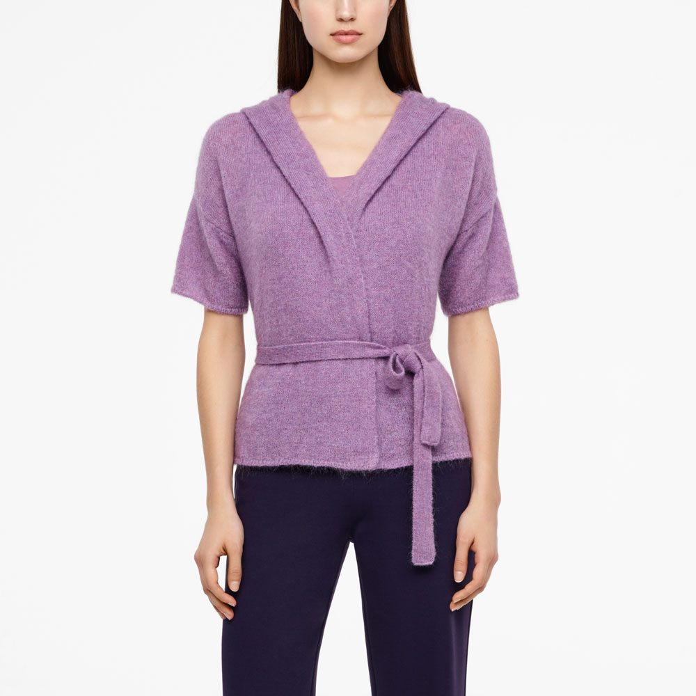 Sarah Pacini CARDIGAN À CAPUCHE - MOHAIR De face