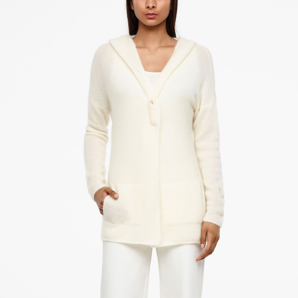 Sarah Pacini CARDIGAN LONG À CAPUCHE - MOHAIR De face