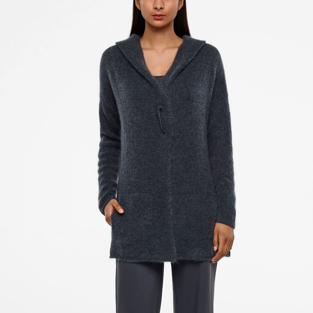 Sarah Pacini CARDIGAN LONG À CAPUCHE - MOHAIR De face