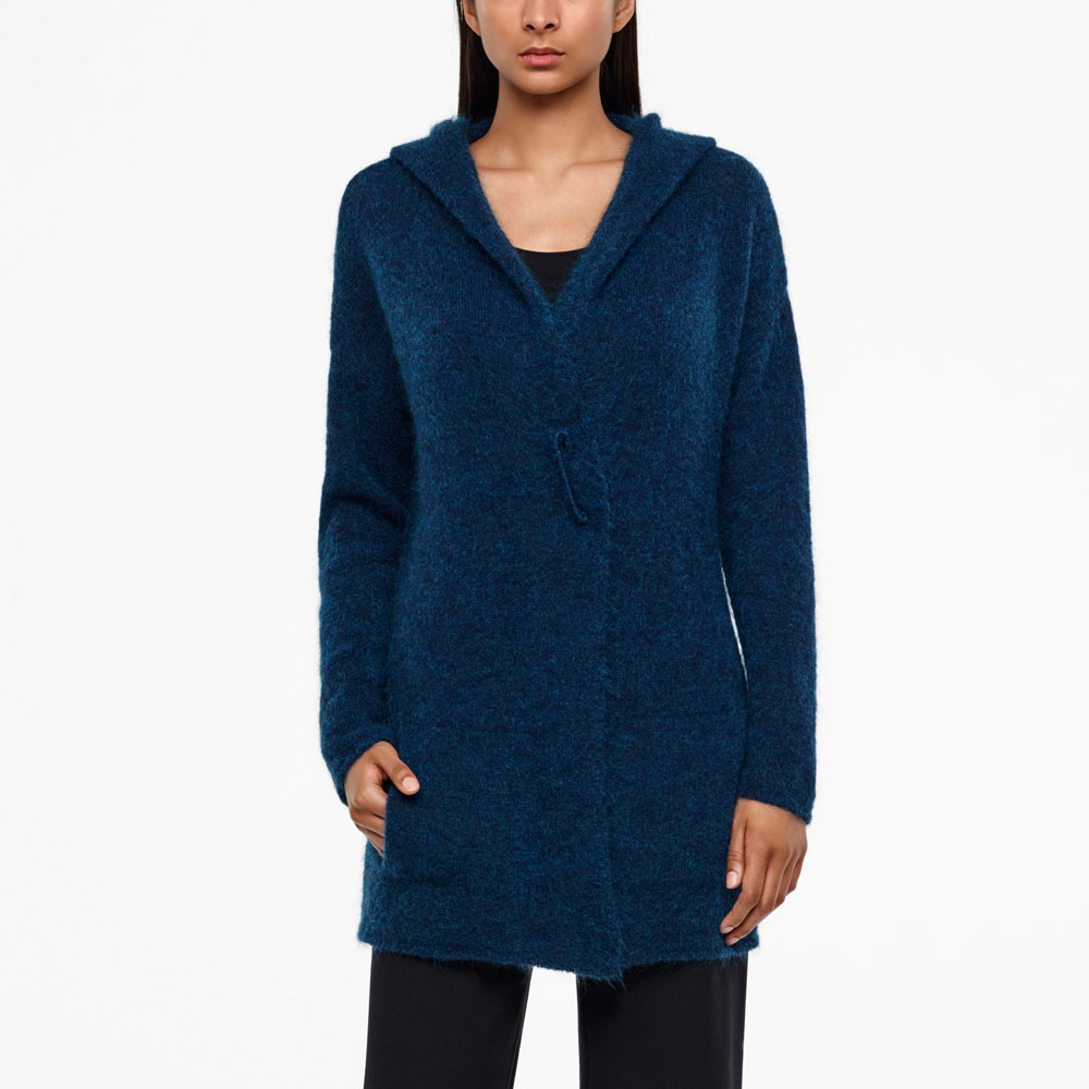 Sarah Pacini CARDIGAN LONG À CAPUCHE - MOHAIR De face