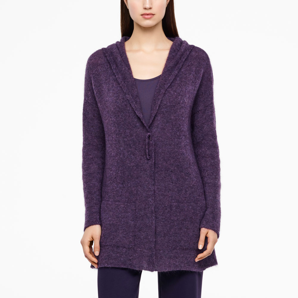 Sarah Pacini MOHAIR-MERINO CARDIGAN - LANGE MOUWEN Voorzijde