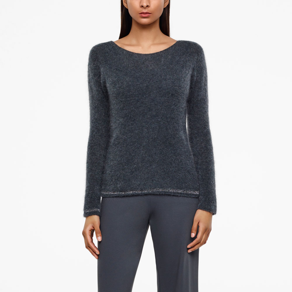 Sarah Pacini PULL COL BATEAU - EFFET BIJOU De face