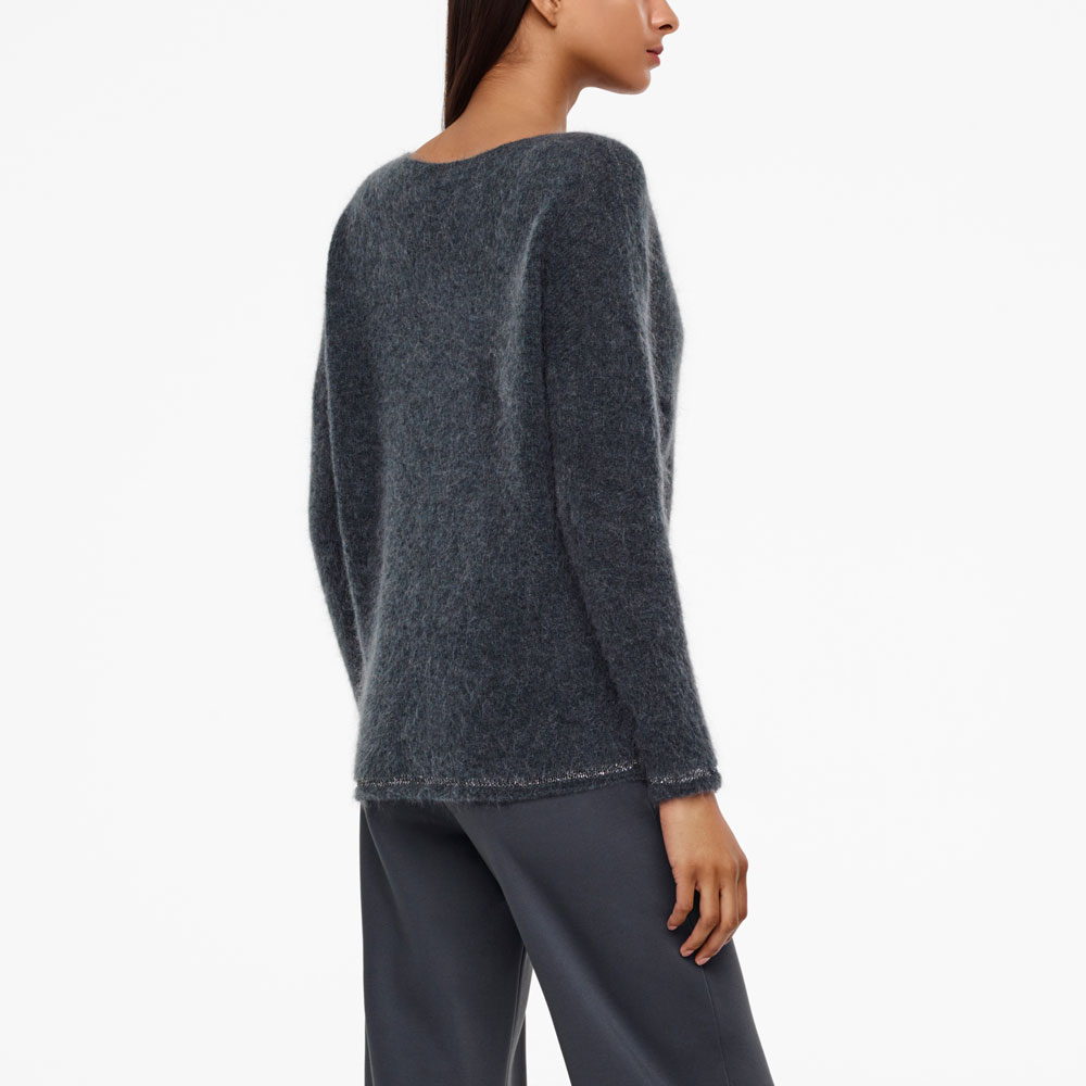 Sarah Pacini MOHAIR-MERINO-SWEATER - SCHIMMERNDER STRICK Rück