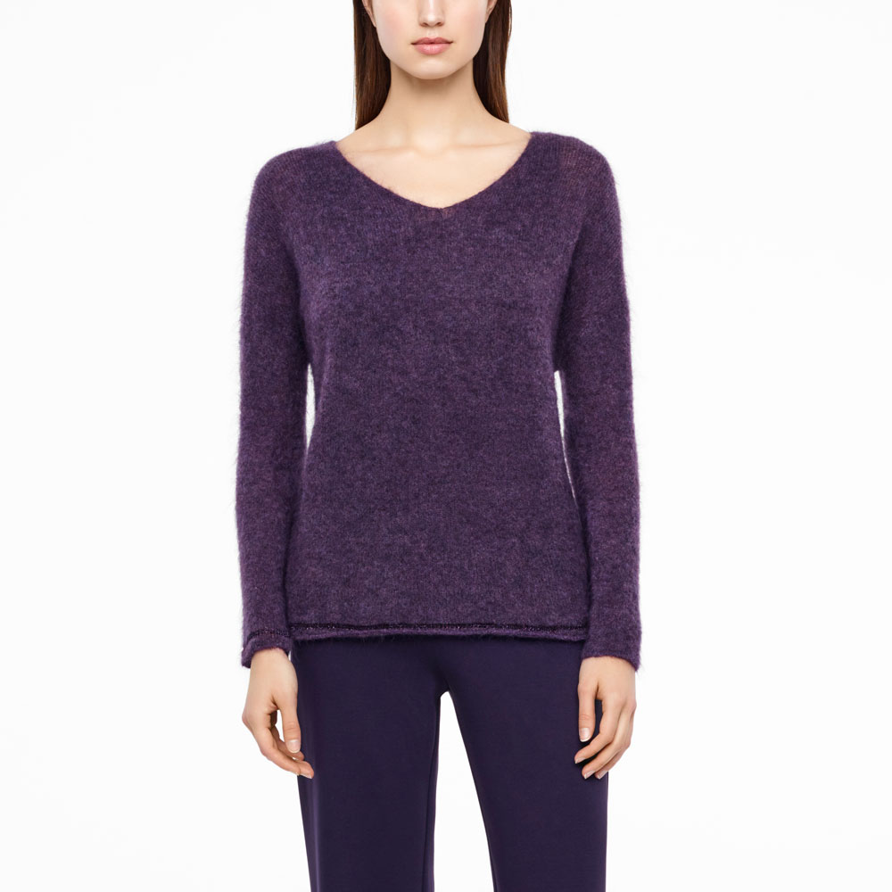 Sarah Pacini MOHAIR-MERINO-SWEATER - SCHIMMERNDER STRICK Vorne
