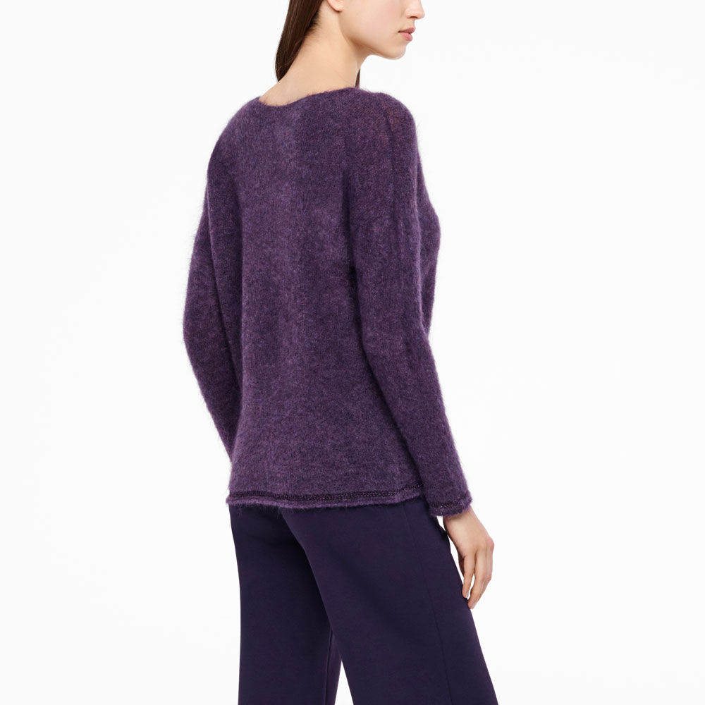 Sarah Pacini MOHAIR-MERINO-SWEATER - SCHIMMERNDER STRICK Rück