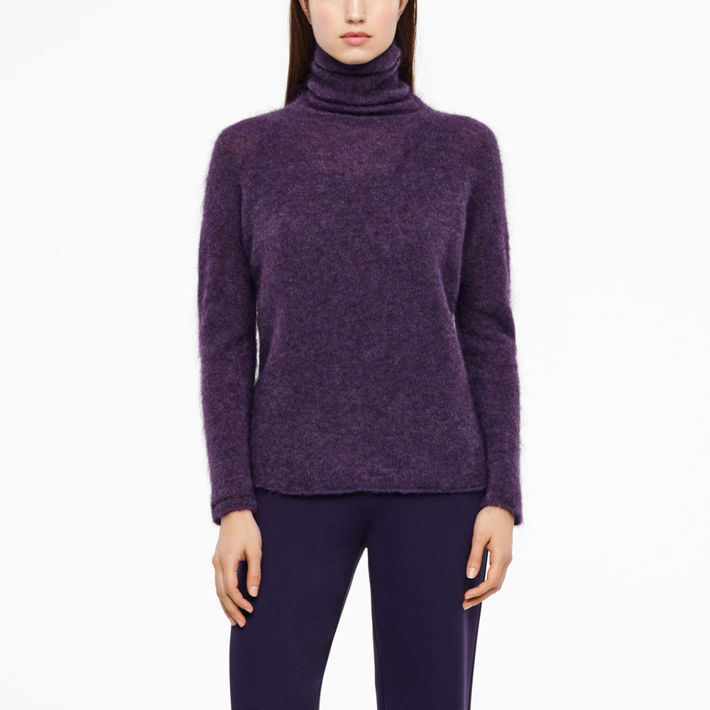 Sarah Pacini PULL COL ROULÉ - EFFET BIJOU De face