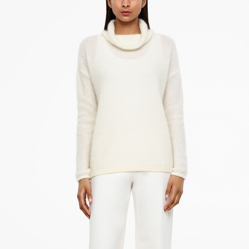 Sarah Pacini MOHAIR-MERINO-SWEATER - SCHIMMERNDER STRICK Vorne